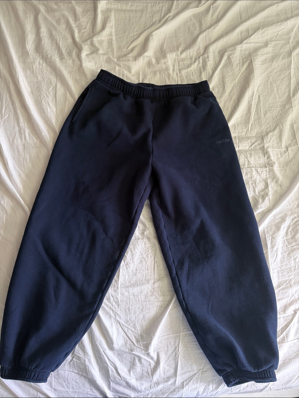Aritzia Sweatfleece Pants - Navy and White